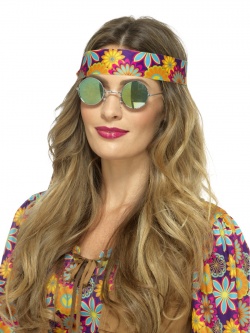 Kulaté hippie brýle modro-zelené