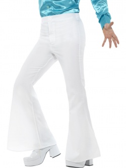 Pánské bílé retro kalhoty zvony