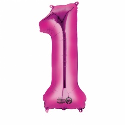 Růžový fóliový balónek číslo 1