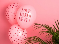 Růžový balónek Love makes me fly sada 