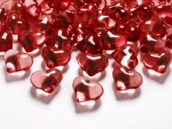 Krystalové konfety srdíčka červená