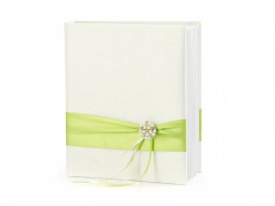 Bílá svatební kniha se zelenou ozdobou