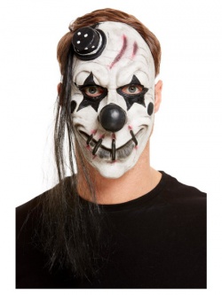 Bílá maska děsivého klauna s malou buřinkou