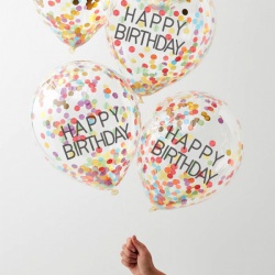 Narozeninové balónky s duhovými konfetami
