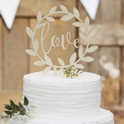 Dřevěná dortová dekorace Love