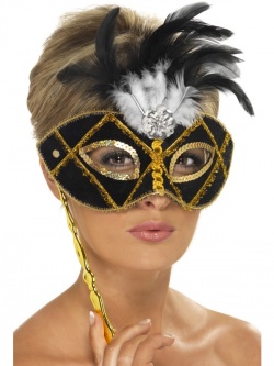Benátská maska - černo-zlatá 