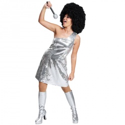 Lesklé stříbrné disco šaty