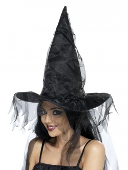 Čarodějnický klobouk černý - se sítí