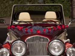 Svatební dekorace na auto - červená