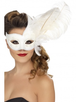 Benátská maska Colombina - bílá