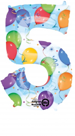 Fóliový balonek číslo 5 - barevný