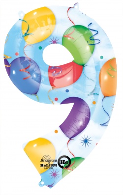 Fóliový balonek číslo 9 - barevný