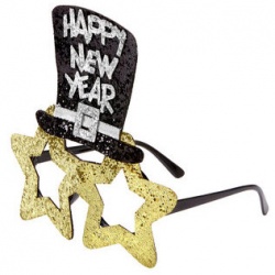 Zlaté novoroční brýle s kloboukem