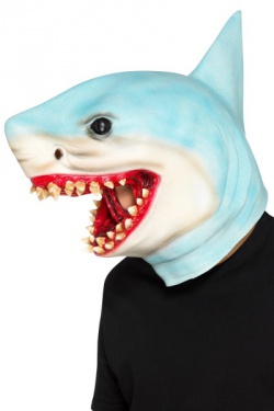 Latexová celohlavová maska Modrý žralok