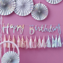 Duhově-pastelová girlanda Happy Birthday