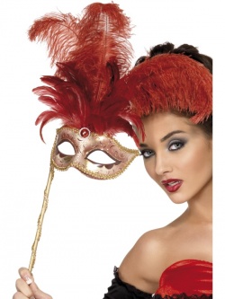 Benátská maska barokní - červená