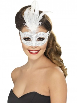 Benátská maska - stříbrno-bílá